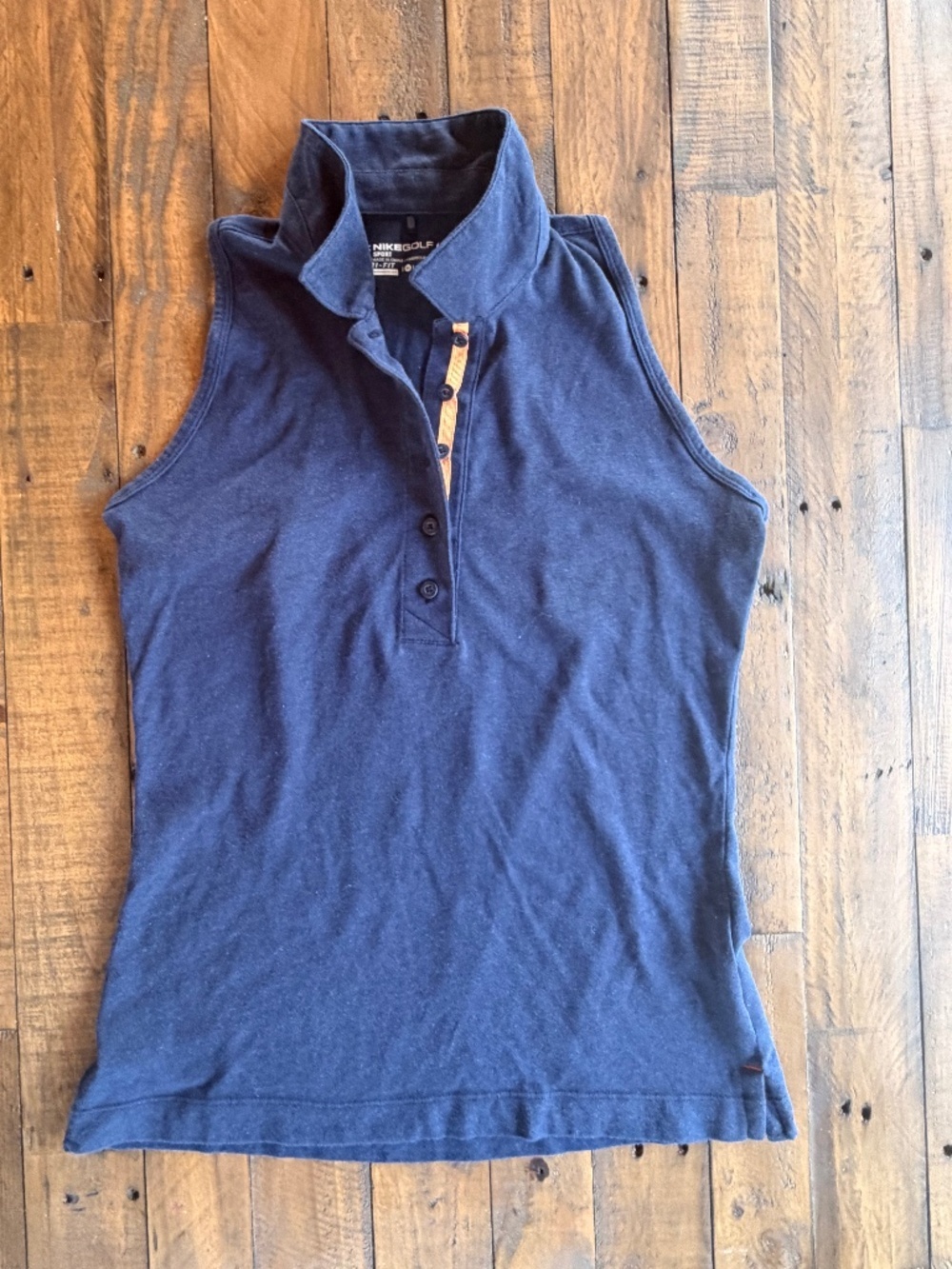 Nike Golf Dri-FIT Navy Orange Sleeveless Polo M